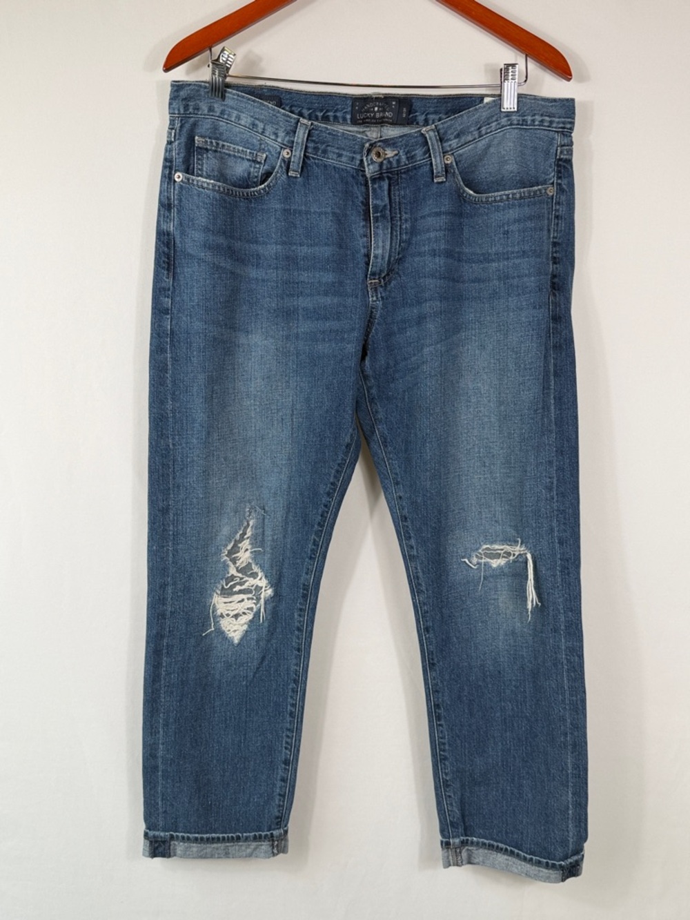 Lucky Brand Sienna Slim Boyfriend  Distressed Cropped Jeans. Womens size 12